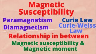 Lecture 03  Magnetic susceptibility Paramagnetism and Diamagnetism Curie Law and Curie weiss law [upl. by Enailuj]