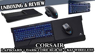 UnboxingReview CORSAIR K63 WIRELESS  DARK CORE RGB SE  LAPBOARD  le combo parfait [upl. by Akissej]