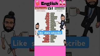 Informal Vs formal words  English learning  English vocabulary  shorts english youtubeshorts [upl. by Dietz]