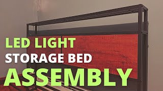 HAUSOURCE Bed Frame with Storage Headboard and 4 Drawers LED Lights Assembly  Antioch Bed Frame [upl. by Rosenkrantz460]