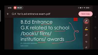 General knowledge for B ed entrance exam [upl. by Renae]