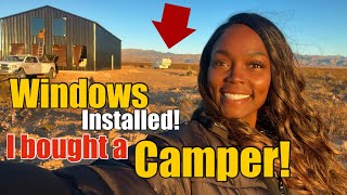 OFF GRID BARNDOMINIUM WINDOWS ARE INSTALLED I bought a FIXER UPPER 5Th wheel [upl. by Eizzil]