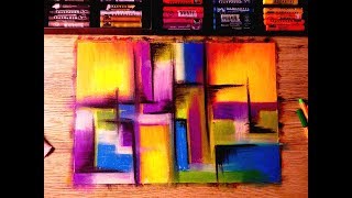 Making Contemporary Abstract Painting  Satisfying  Oil Pastel  Cloth Blurring Technique [upl. by Hungarian449]