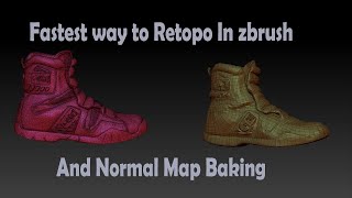 Fastest way to retopology and bake normal map in zbrush [upl. by Binah]