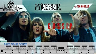 Mäneskin ft Tom Morello  Gossip Drum Score [upl. by Missak]