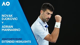 Novak Djokovic v Adrian Mannarino Extended Highlights  Australian Open 2024 Fourth Round [upl. by Strepphon]