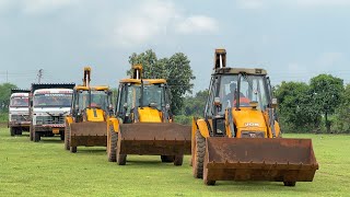 3 JCB 3dx Going To Another Village For Loading Mud with Tata 2518 Truck and Tata Tipper [upl. by Araj]