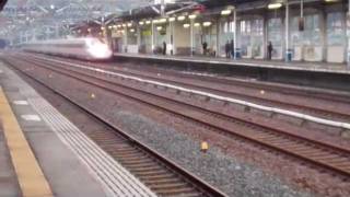 Watching Bullet Trains Shinkansen Fly By at ShinOnomichi Station [upl. by Thinia]