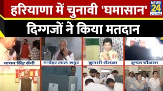 Haryana Election हरियाणा में चुनावी घमासान दिग्गजों ने किया मतदान  News24 Exclusive Report [upl. by Adnir]