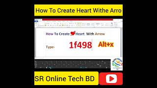 How to create heart with arrow symbol in ms word sr sonline tech bdshortvideo hearttouching [upl. by Laurentia]