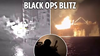 Incredible POV video shows Ukrainian special ops blowing up key Russian gas rig in daring raid [upl. by Hill897]