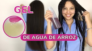 COMO HACER CRECER EL CABELLO CON GEL DE AGUA DE ARROZ cabello mas grueso FUNCIONA [upl. by Bouley]