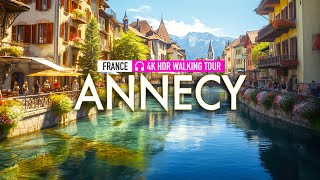 Walking tour 4K60 HDR Annecy France Quality for Big TV Pro Sound amp Сaptions  European Walking Tour [upl. by Aihsyt357]