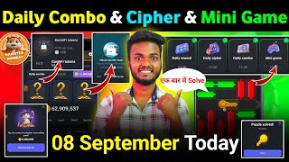 08 September Daily Combo amp Daily Cipher amp Mini Game  Hamster Kombat Daily Combo amp Mini Game [upl. by Henryson]