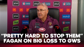 Fagan unpacks Lions demolition against the Giants 😰  Brisbane Lions press conference  Fox Footy [upl. by Urbannai193]