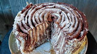 Gâteau aux crêpes chocolat crème fouettée et pâte à tartiner pour la chandeleur [upl. by Ahcsas]