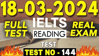 IELTS Reading Test 2024 with Answers  18032024  TEST NO  144 [upl. by Suolekcin932]