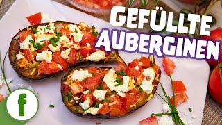 Gefüllte Auberginen mit Tomaten und Feta im Backofen [upl. by Asfah790]