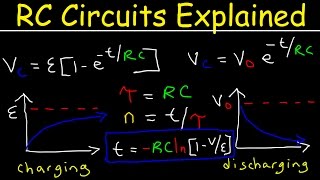 RC Circuits Physics Problems Time Constant Explained Capacitor Charging and Discharging [upl. by Oicirbaf]