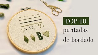 Tutorial de bordado para principiantes  Top 10 puntadas básicas [upl. by Pigeon]