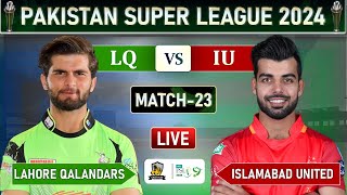 PSL LIVE  LAHORE QALANDARS VS ISLAMABAD UNITED MATCH 23 LIVE COMMENTARY  LQ vs IU LIVE  LQ 9 OV [upl. by Bodkin]