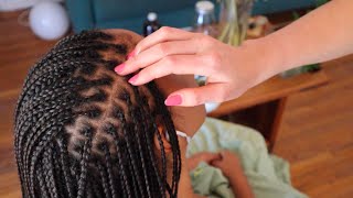 ASMR scalp massage hair play amp greasingoiling braids on Adrianna whisper [upl. by Ailesor]