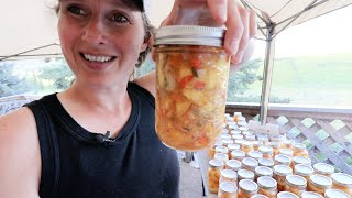 BULK Canning 107 Jars of Peaches and Salsa in One Day  How I Make it Easy [upl. by Recha]