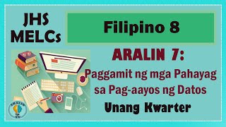 Filipino 8 Aralin 7 Paggamit ng mga Pahayag sa Pagaayos ng Datos MELCs [upl. by Sol338]