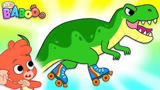 Club Baboo  LONG 1 HOUR VIDEO  Going down the slide at the playground  Learn Dinosaur Names [upl. by Htennek]