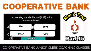 Mock Test part 15  Cooperative bank junior clerk previous year important questions and answers [upl. by Aleekat402]