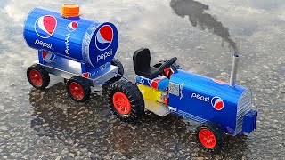 How to make a tractor with water tank from Pepsi cans 🚜cars at home  DIY z [upl. by Amerak]