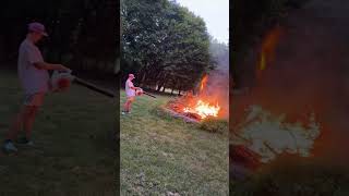 Leaf blower vs bonfire [upl. by Ecaj]