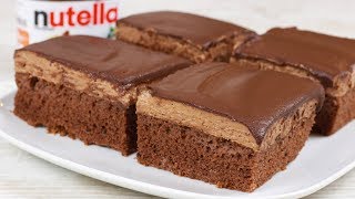 Saftige Nutella Schnitten  Nutella Kuchen I Schokoladen Kuchen [upl. by Reisinger]