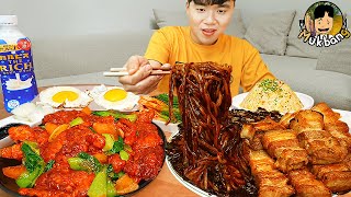 ASMR MUKBANG 직접 만든 양념 치킨먹방 파김치 통삼겹 짜파게티 먹방 amp 레시피 FRIED CHICKEN AND BLACK BEAN NOODLES EATING SOUND [upl. by Eenot560]