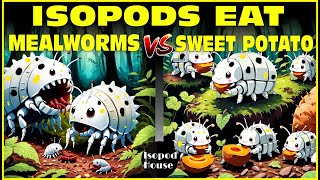 Isopods Eat Mealworms amp Sweet Potato In Isopod House Terrarium  4K [upl. by Ociram299]