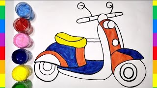 Learn And Draw Motorcycle 🏍️ Bike Cycle 🚲 For KidsDrawingPaintingColoring For Kids [upl. by Elimac]