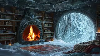 Unwind in a Cozy Winter Cave❄️Roaring Fire Blizzard and Howling Wind for Rest Ultimate Relaxation [upl. by Pangaro718]