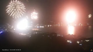 New Year 2024 Celebration Fireworks  Lamai Bay  Koh Samui  Thailand  From Samui Webcam [upl. by Reinert]