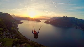 A wonderful Paragliding evening flight from Niederbauen to Emmetten CH [upl. by Llyrad]