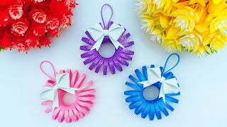 Christmas Wreath Decorations Ornaments 🎄 Handmade Wreath Making With Glitter Foam ❄ Diy and Crafts [upl. by Bourgeois]