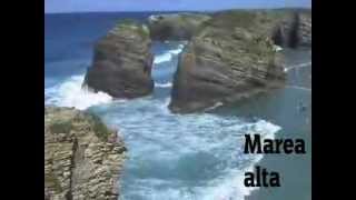 Playa De Las Catedrales  Marea alta y baja Ribadeo  Galicia [upl. by Laurice254]