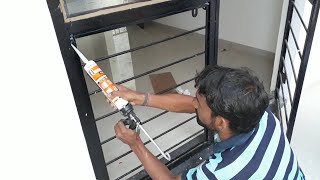 Glass fitting practical section window ms windows French window by building construction sanjay pore [upl. by Deragon]