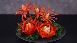 How to make Chili Flower  Bell pepper Flower Carving [upl. by Maryjo]