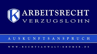 Auskunftsanspruch über Vermittlungsvorschläge bei Verzugslohn [upl. by Helbonnas310]