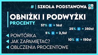 OBNIŻKI I PODWYŻKI 📋  OBLICZENIA PROCENTOWE ✅️  Matematyka Szkoła Podstawowa [upl. by Sirtimid]