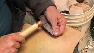 Flintknapping a corner notched blade  GoKnappingcom [upl. by Bartie614]