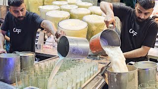 HUGE LASSI MAKING Nonstop 100 Ajmeri MAWA RABDI LASSI  Pakistani Street Drink Fastest Lassi Maker [upl. by Natsreik414]