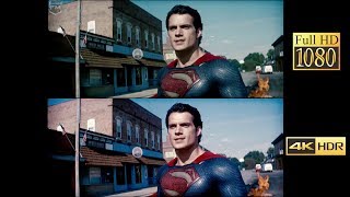 Comparison 4k vs 1080p  Man of Steel Battle In Smallville [upl. by Bergstein894]