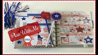 PLAN WITH ME  HAPPY PLANNER  Red White and Blue Theme [upl. by Brote]