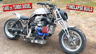 1400cc DIESEL MOTORCYCLE BUILD  FIRST RUN ENGINE PART 2 [upl. by Joub]